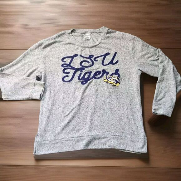 CB casual Tops - LSU Tigers NCAA Women's Light‎ Gray Shirt Long Sleeve Medium